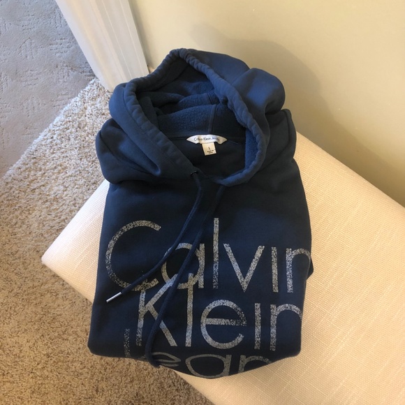 Calvin Klein Hooded Sweatshirt / Blue Large - Picture 2 of 3